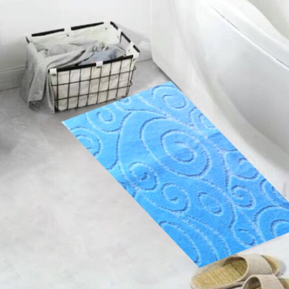 Scroll 18X30'' Accent Rug Non-Slip Lt. Blue - Picture 2 of 5